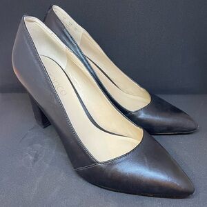 Franco Sarto Black Leather Pointed-Toe Pumps